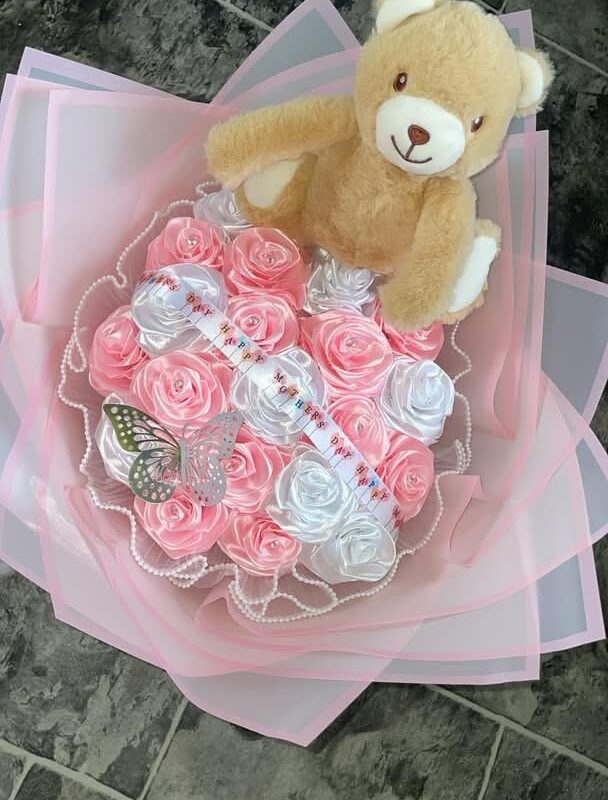 Ribbon Rose floral arrangement
